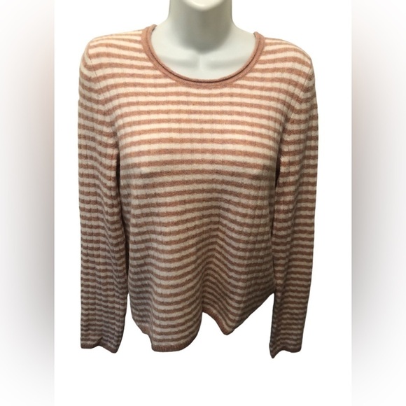 Madewell Womens Colette Alpaca Sweater Leamore Stripe M Pink White Style AC790 - Picture 5 of 8